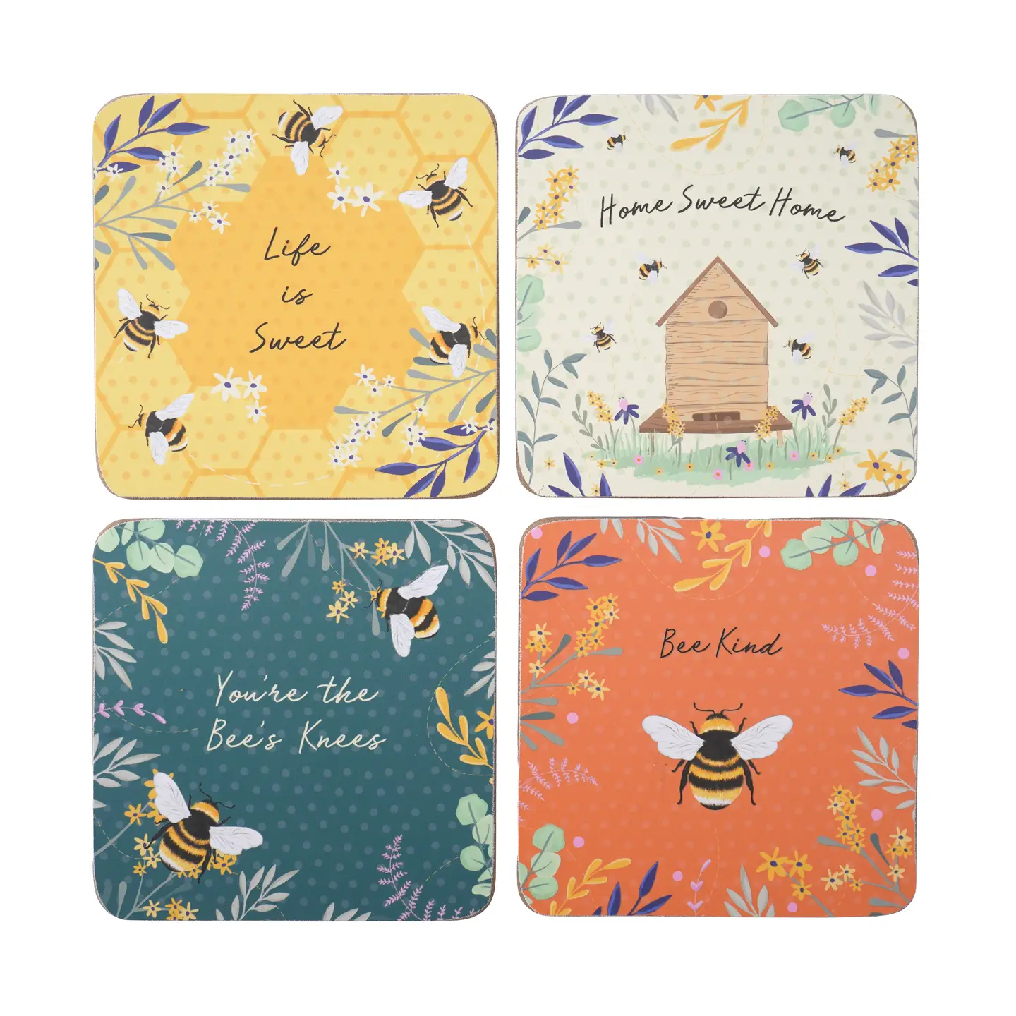 Ensemble de 4 sous-verres Bee happy