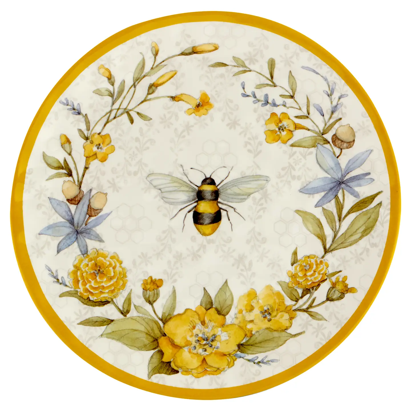 Assiette plate melamine Bee Sweet pour extérieur 28 cm